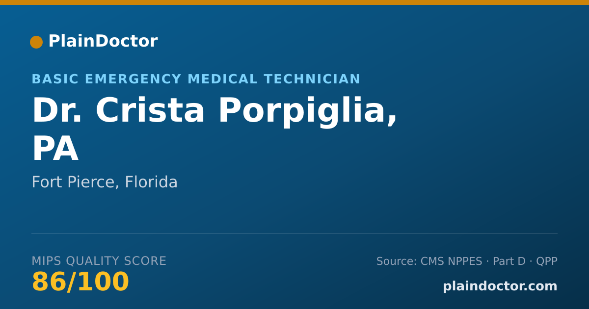 Shareable card for Crista Porpiglia, PA - Basic Emergency Medical Technician, Fort Pierce, FL