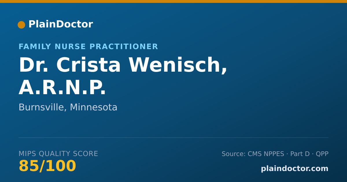 Shareable card for Crista Wenisch, A.R.N.P. - Family Nurse Practitioner, Burnsville, MN