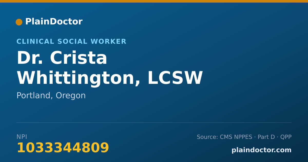 Shareable card for Crista Whittington, LCSW - Clinical Social Worker, Portland, OR