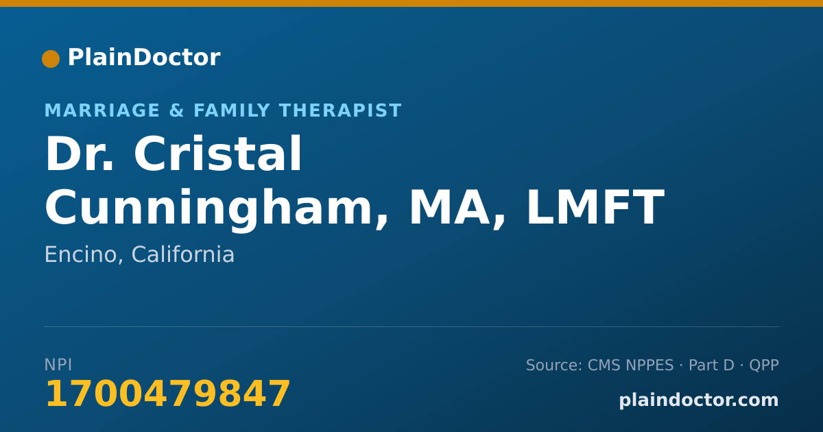 Shareable card for Cristal Cunningham, MA, LMFT - Marriage & Family Therapist, Encino, CA