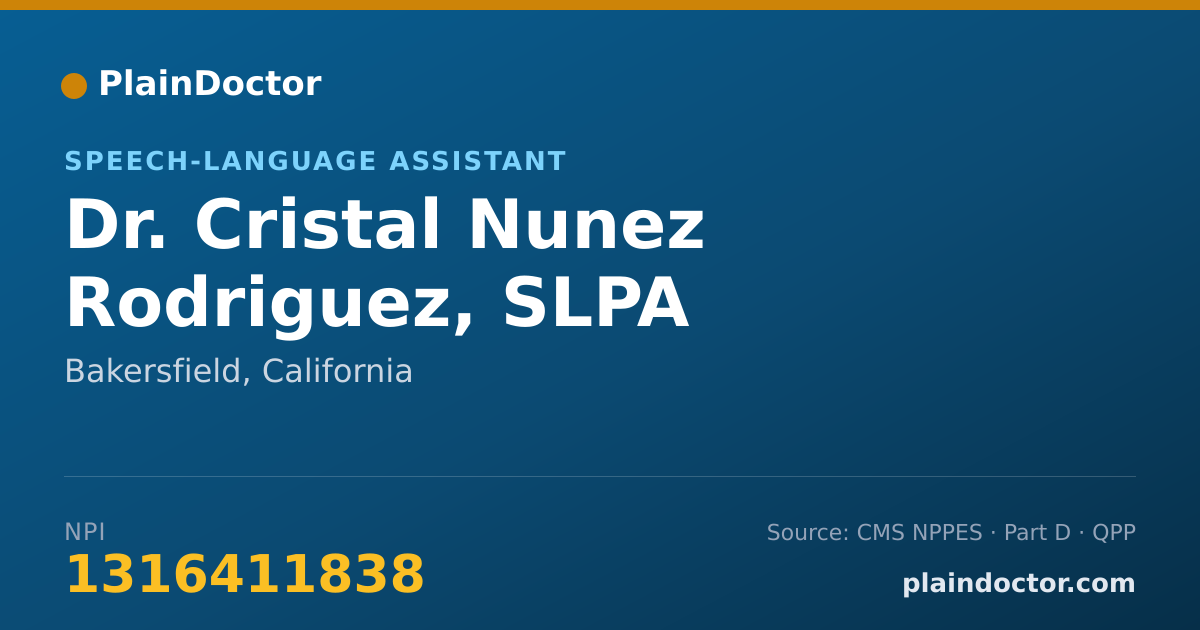 Shareable card for Cristal Nunez Rodriguez, SLPA - Speech-Language Assistant, Bakersfield, CA