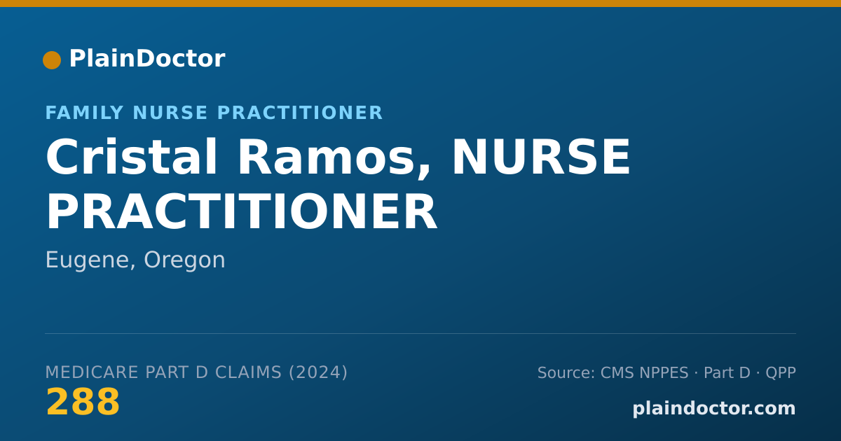 Shareable card for Cristal Ramos, NURSE PRACTITIONER - Family Nurse Practitioner, Eugene, OR