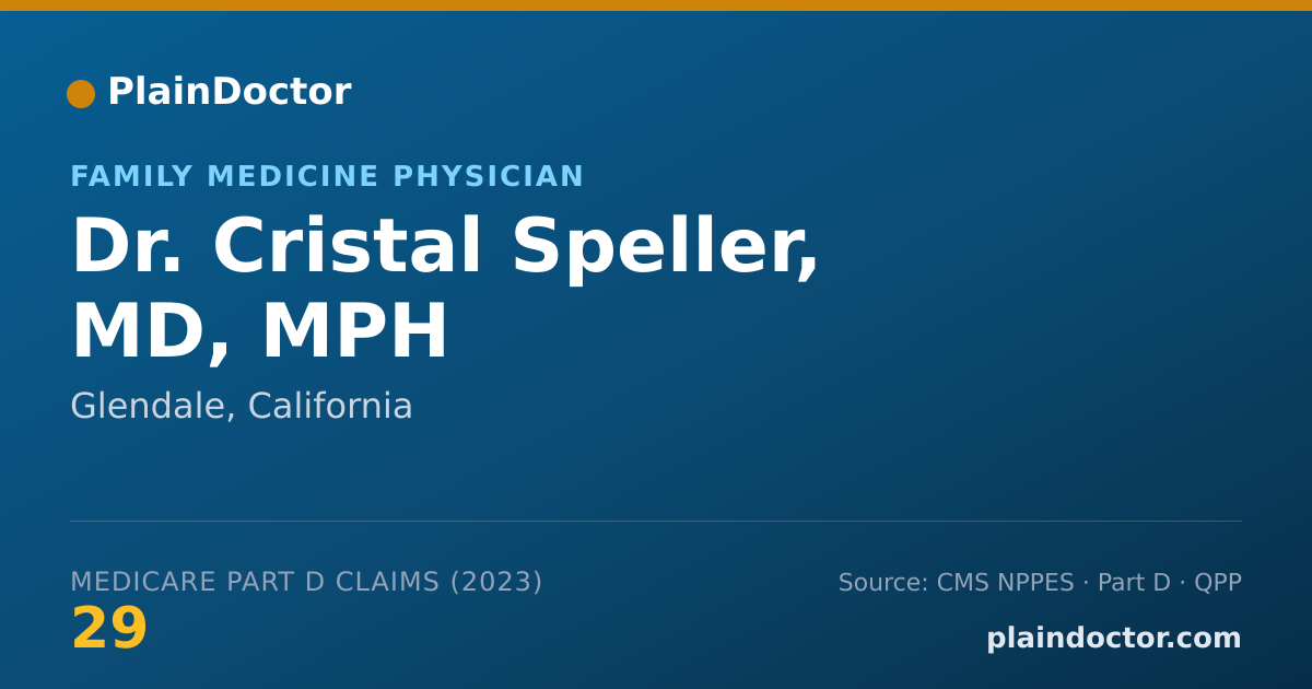 Shareable card for Cristal Speller, MD, MPH - Family Medicine Physician, Glendale, CA