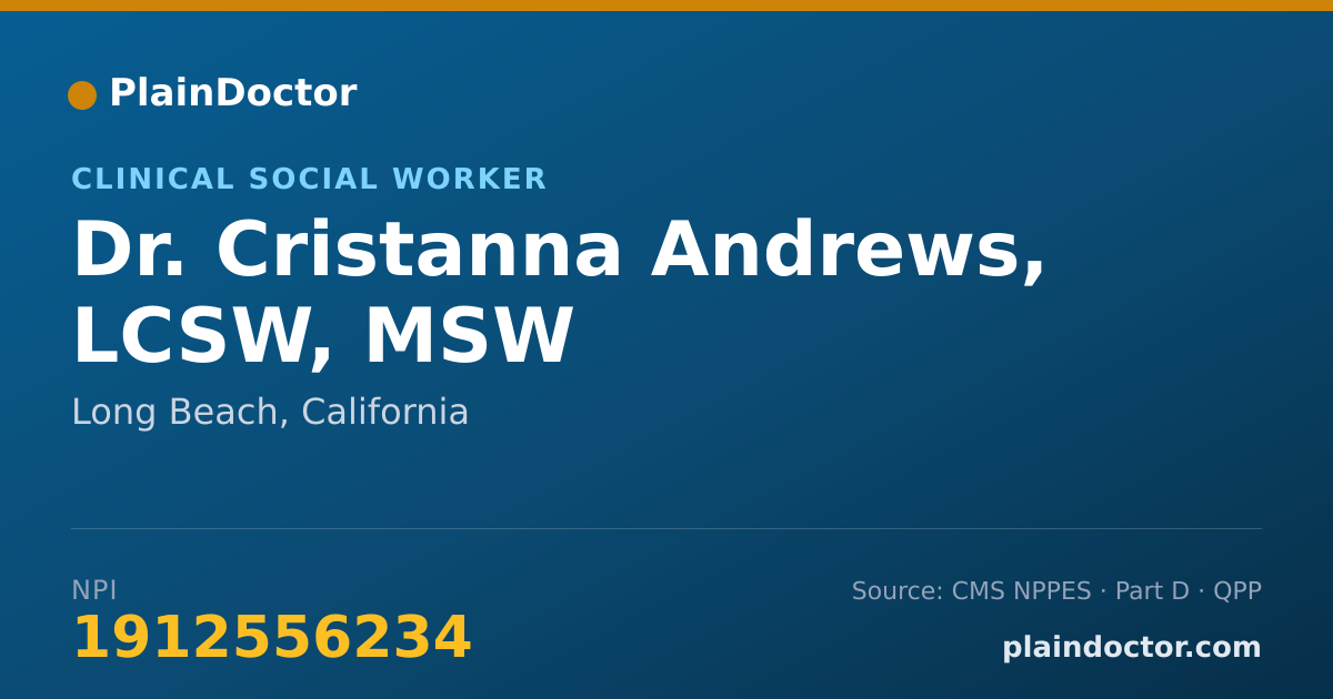 Shareable card for Cristanna Andrews, LCSW, MSW - Clinical Social Worker, Long Beach, CA