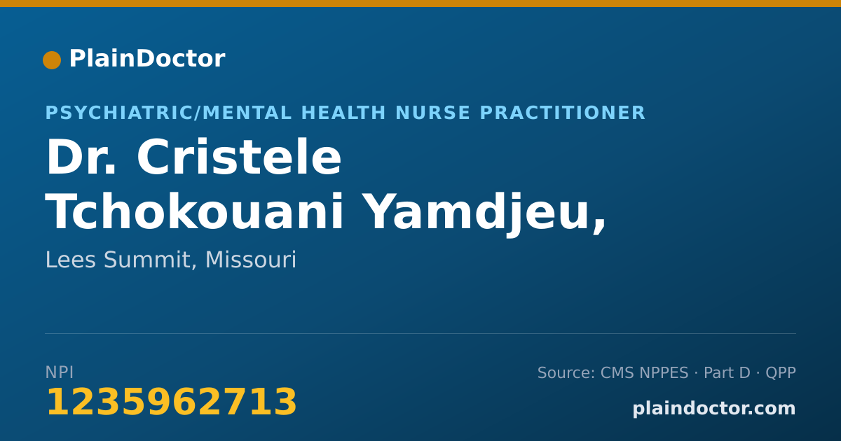 Shareable card for Cristele Tchokouani Yamdjeu, PMHNP-BC - Psychiatric/Mental Health Nurse Practitioner, Lees Summit, MO