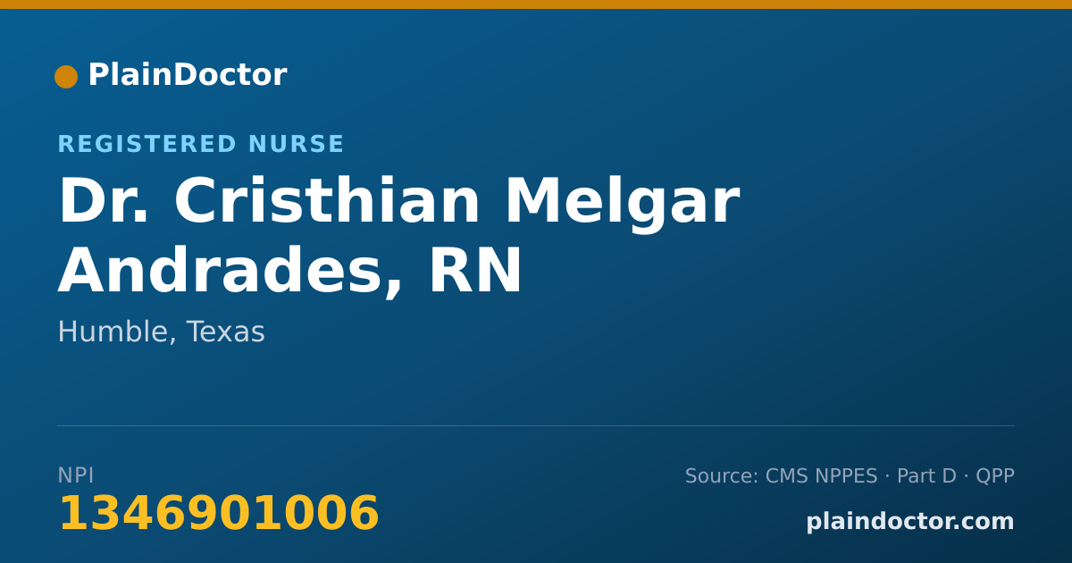 Shareable card for Cristhian Melgar Andrades, RN - Registered Nurse, Humble, TX