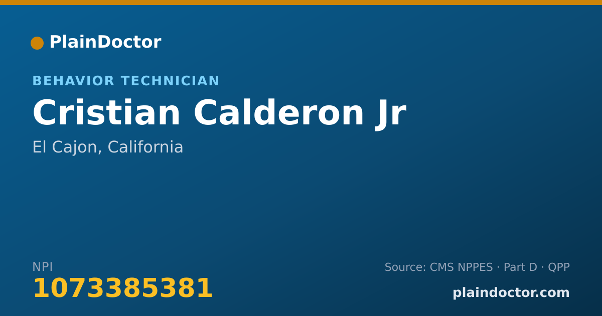 Shareable card for Cristian Calderon Jr - Behavior Technician, El Cajon, CA