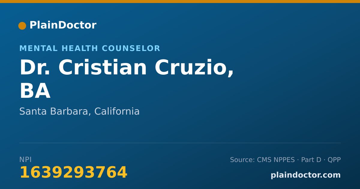 Shareable card for Cristian Cruzio, BA - Mental Health Counselor, Santa Barbara, CA