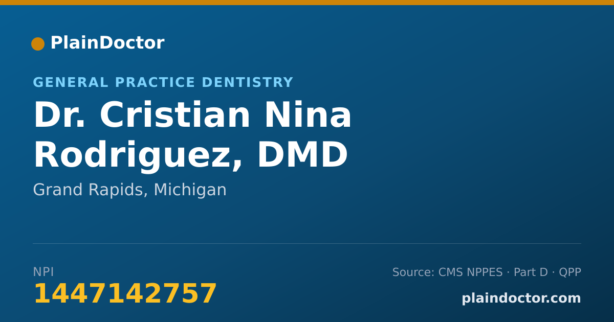 Shareable card for Cristian Nina Rodriguez, DMD - General Practice Dentistry, Grand Rapids, MI
