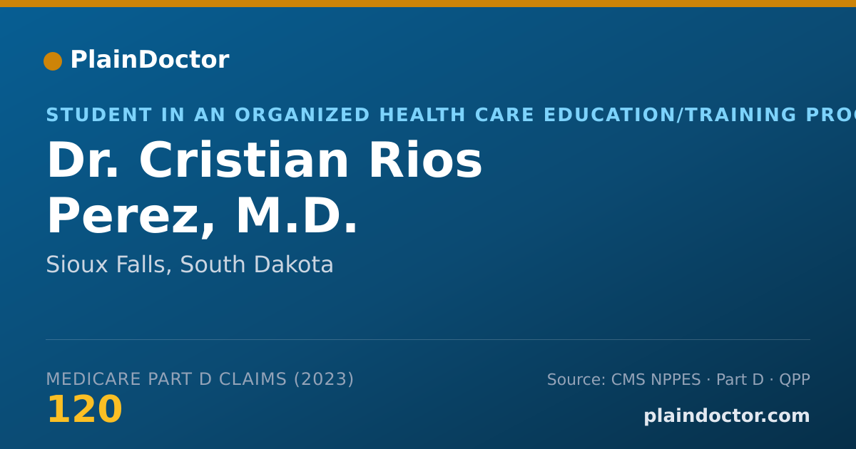 Shareable card for Cristian Rios Perez, M.D. - Student in an Organized Health Care Education/Training Program, Sioux Falls, SD