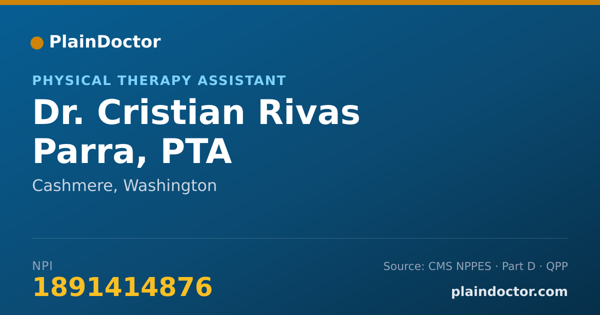Shareable card for Cristian Rivas Parra, PTA - Physical Therapy Assistant, Cashmere, WA