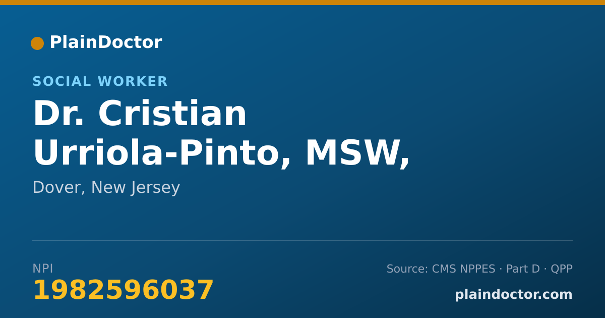 Shareable card for Cristian Urriola-Pinto, MSW, LSW - Social Worker, Dover, NJ