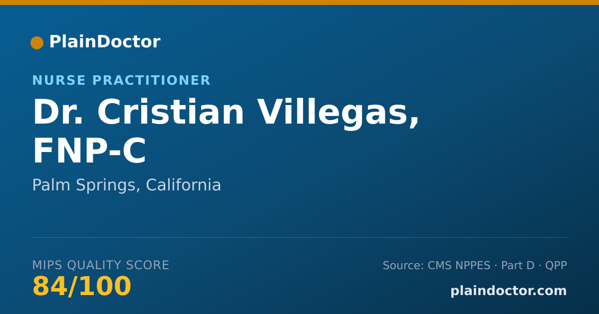 Shareable card for Cristian Villegas, FNP-C - Nurse Practitioner, Palm Springs, CA