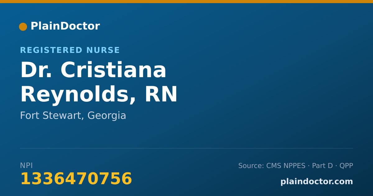 Shareable card for Cristiana Reynolds, RN - Registered Nurse, Fort Stewart, GA
