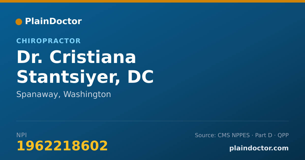 Shareable card for Cristiana Stantsiyer, DC - Chiropractor, Spanaway, WA