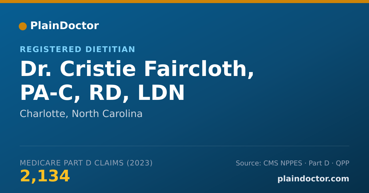 Shareable card for Cristie Faircloth, PA-C, RD, LDN - Registered Dietitian, Charlotte, NC