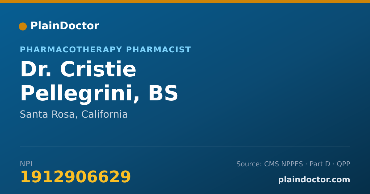 Shareable card for Cristie Pellegrini, BS PHARMACY - Pharmacotherapy Pharmacist, Santa Rosa, CA