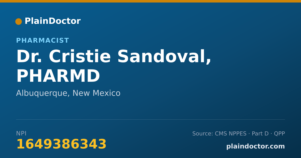 Shareable card for Cristie Sandoval, PHARMD - Pharmacist, Albuquerque, NM