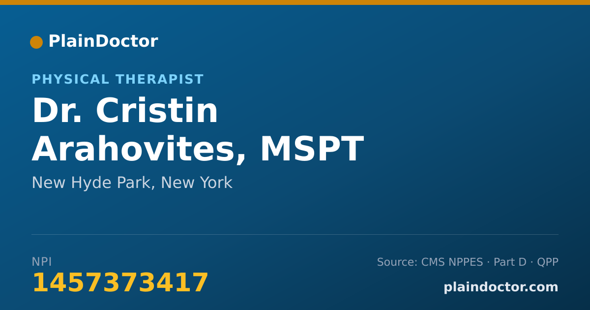 Shareable card for Cristin Arahovites, MSPT - Physical Therapist, New Hyde Park, NY