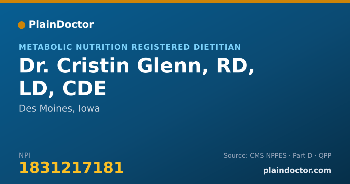 Shareable card for Cristin Glenn, RD, LD, CDE - Metabolic Nutrition Registered Dietitian, Des Moines, IA