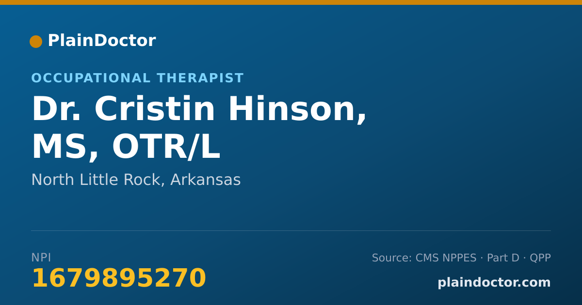 Shareable card for Cristin Hinson, MS, OTR/L - Occupational Therapist, North Little Rock, AR