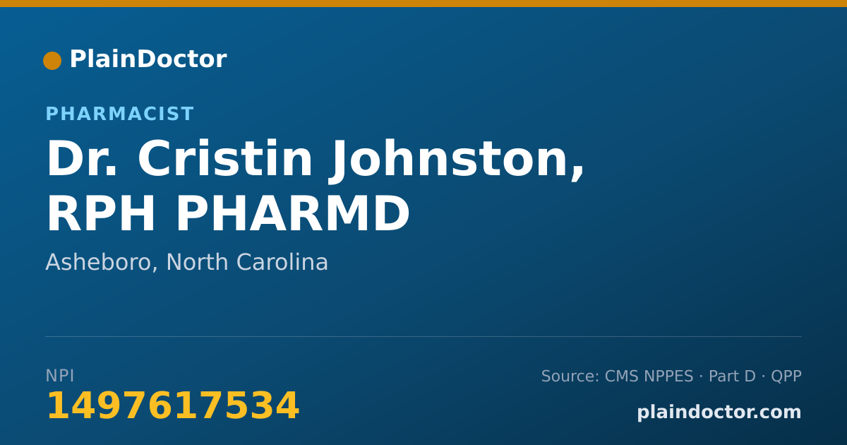 Shareable card for Cristin Johnston, RPH PHARMD - Pharmacist, Asheboro, NC