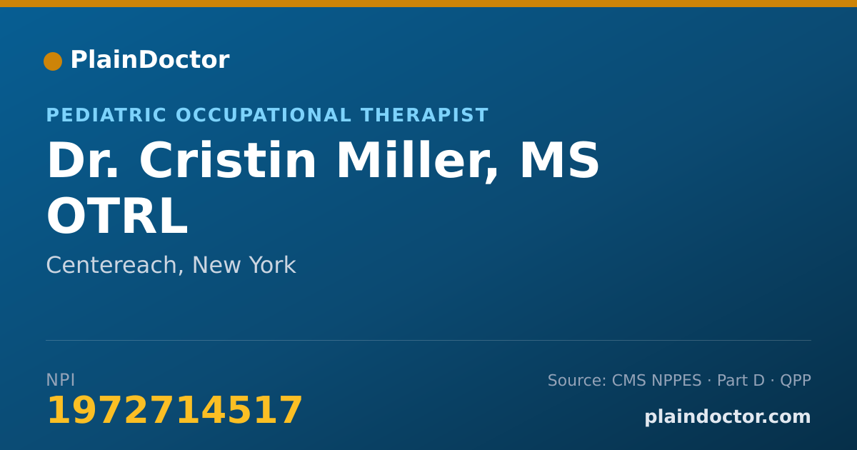 Shareable card for Cristin Miller, MS OTRL - Pediatric Occupational Therapist, Centereach, NY