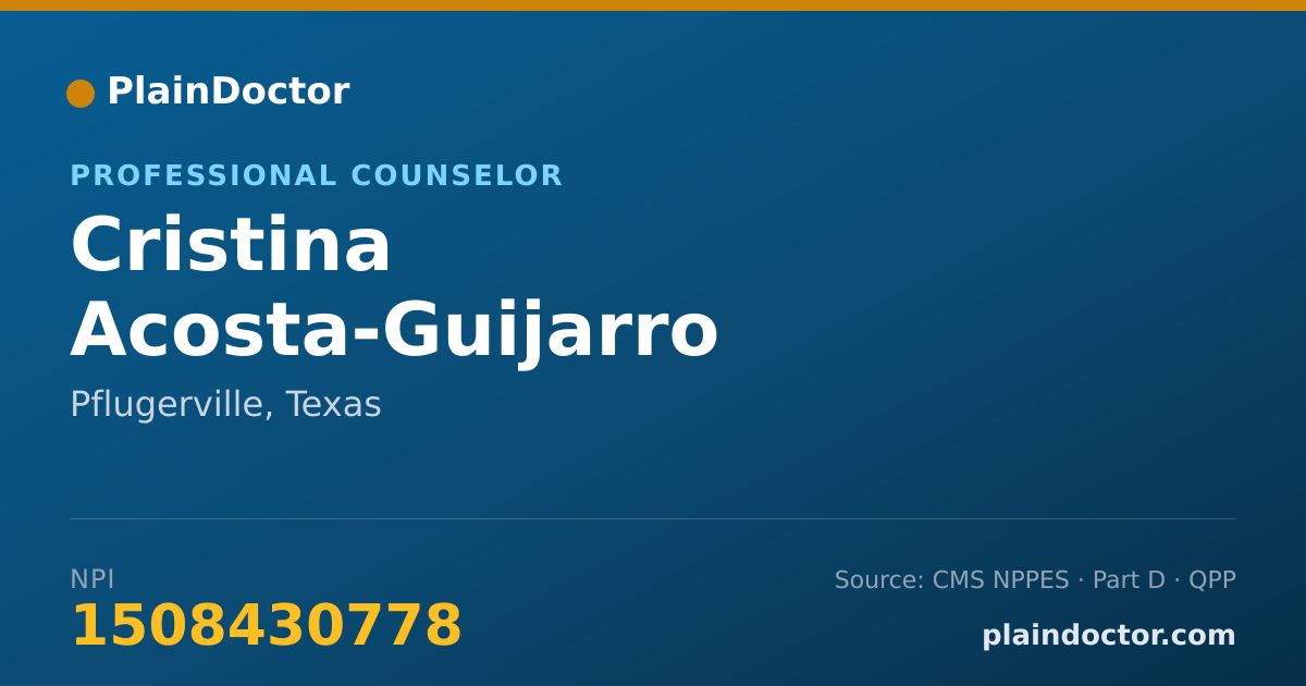 Shareable card for Cristina Acosta-Guijarro - Professional Counselor, Pflugerville, TX