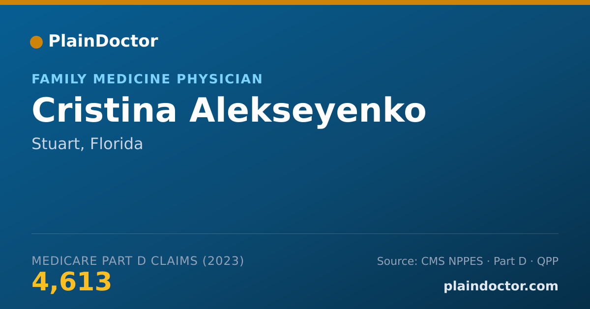 Shareable card for Cristina Alekseyenko - Family Medicine Physician, Stuart, FL