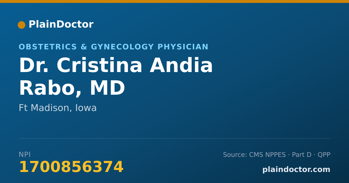 Shareable card for Cristina Andia Rabo, MD - Obstetrics & Gynecology Physician, Ft Madison, IA