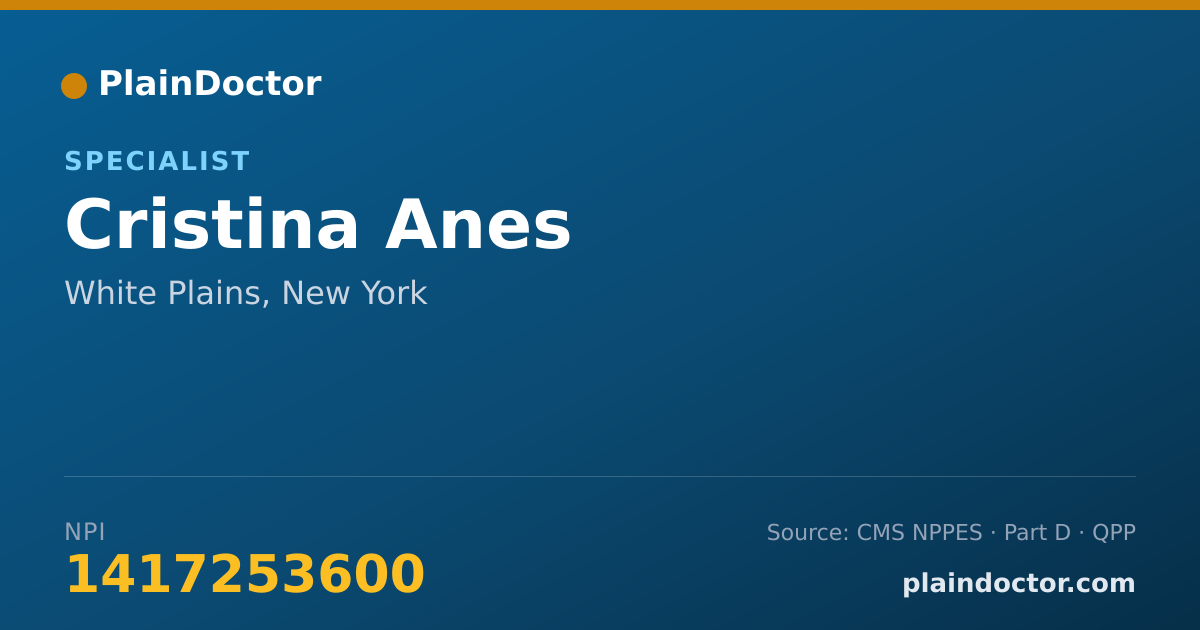 Shareable card for Cristina Anes - Specialist, White Plains, NY