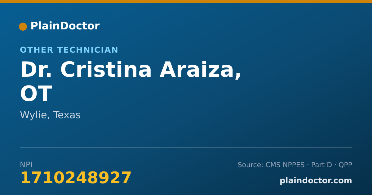 Shareable card for Cristina Araiza, OT - Other Technician, Wylie, TX