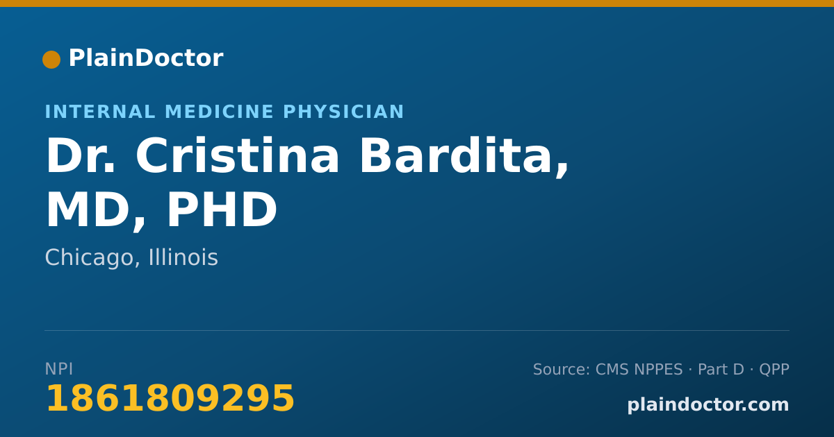 Shareable card for Cristina Bardita, MD, PHD - Internal Medicine Physician, Chicago, IL