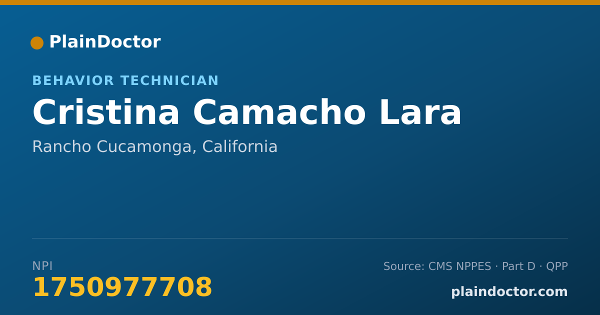Shareable card for Cristina Camacho Lara - Behavior Technician, Rancho Cucamonga, CA