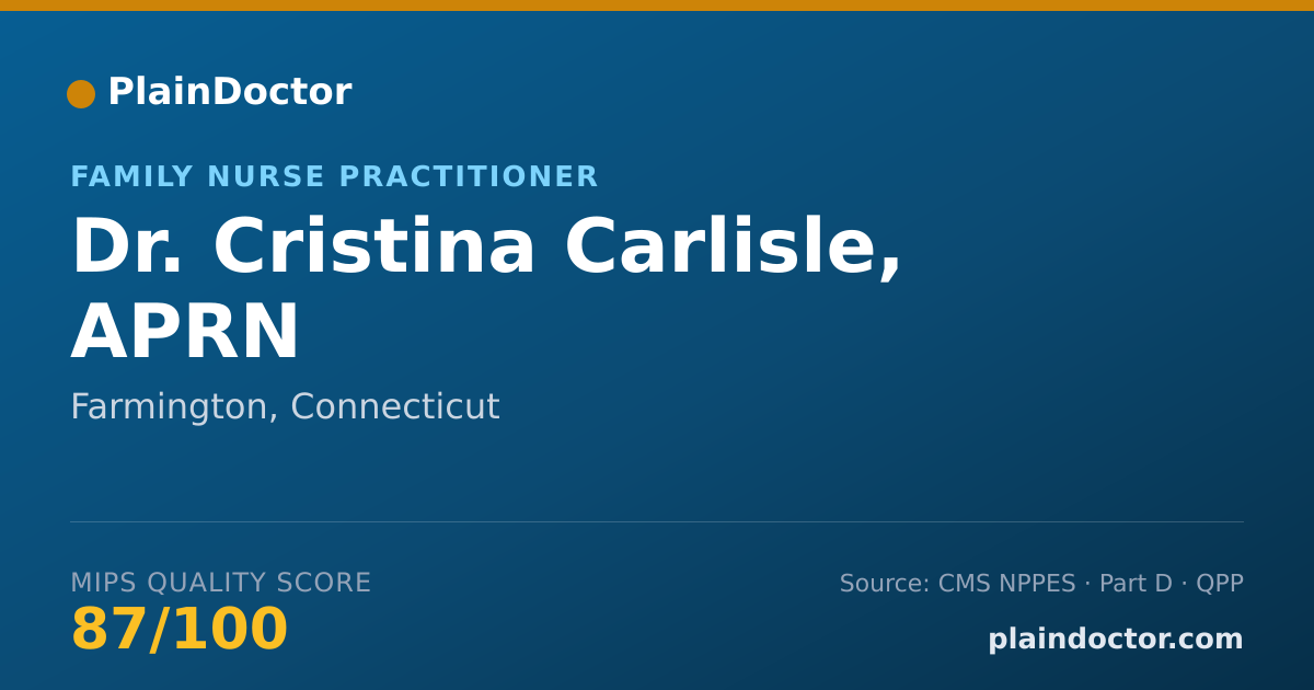 Shareable card for Cristina Carlisle, APRN - Family Nurse Practitioner, Farmington, CT