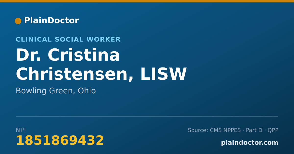 Shareable card for Cristina Christensen, LISW - Clinical Social Worker, Bowling Green, OH