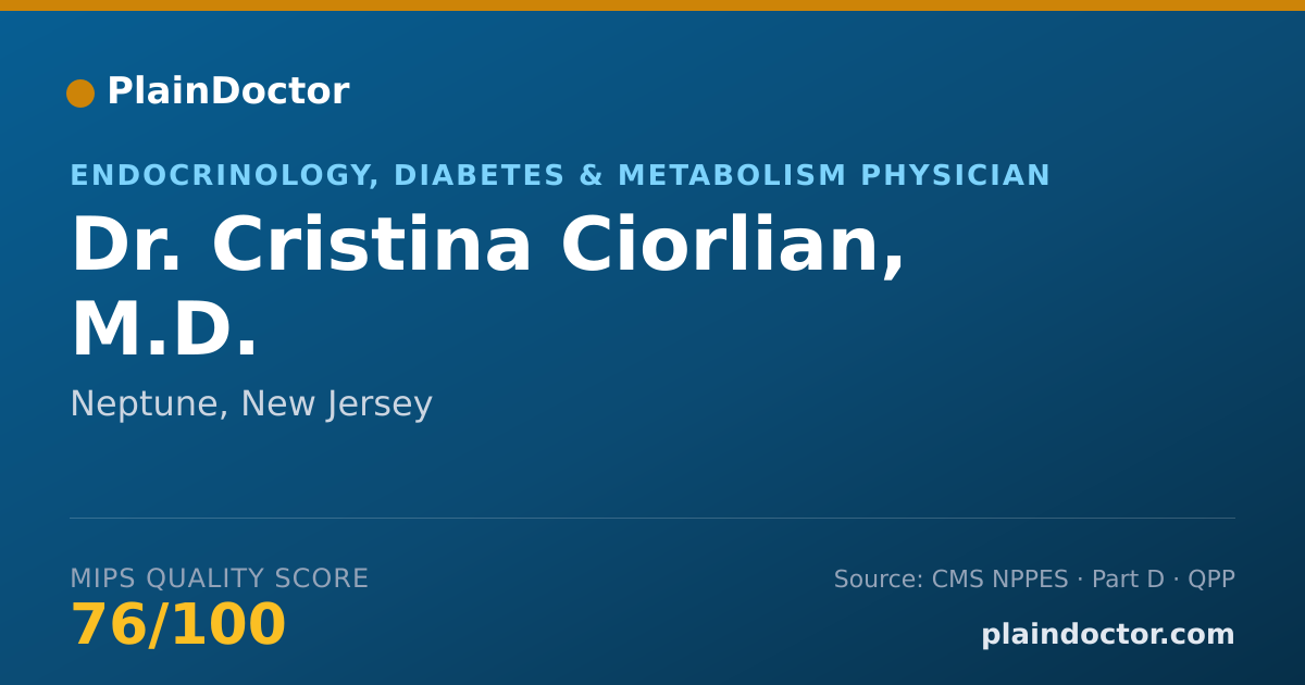 Shareable card for Cristina Ciorlian, M.D. - Endocrinology, Diabetes & Metabolism Physician, Neptune, NJ