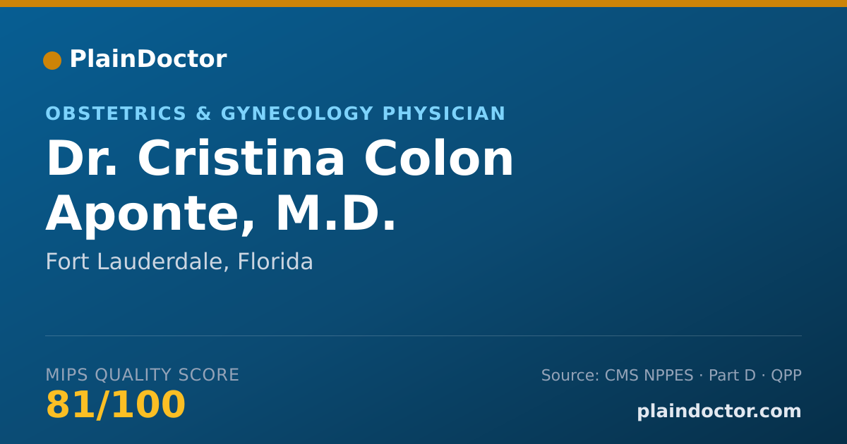 Shareable card for Cristina Colon Aponte, M.D. - Obstetrics & Gynecology Physician, Fort Lauderdale, FL