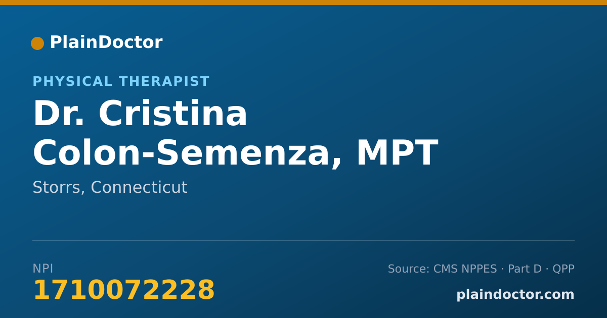 Shareable card for Cristina Colon-Semenza, MPT - Physical Therapist, Storrs, CT