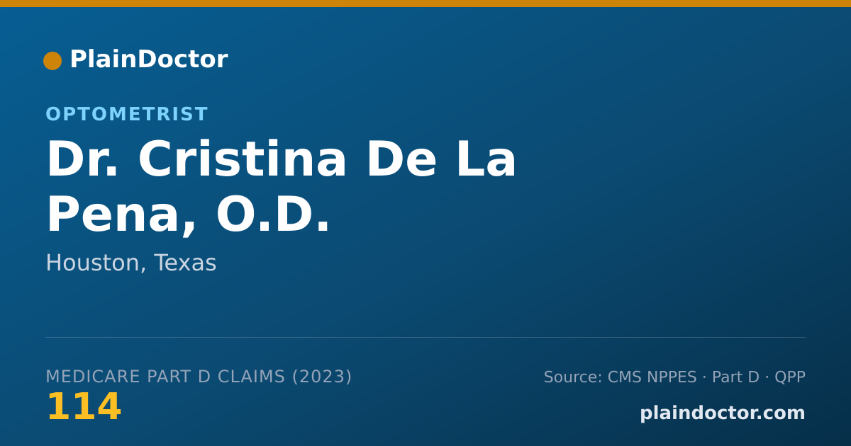 Shareable card for Cristina De La Pena, O.D. - Optometrist, Houston, TX