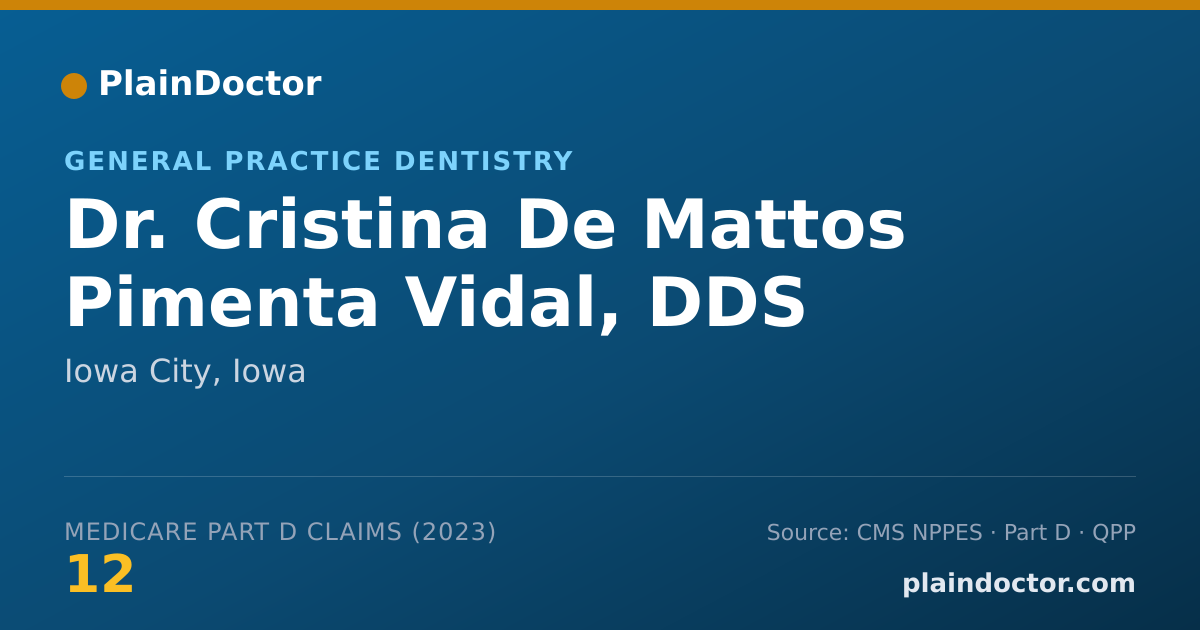 Shareable card for Cristina De Mattos Pimenta Vidal, DDS - General Practice Dentistry, Iowa City, IA