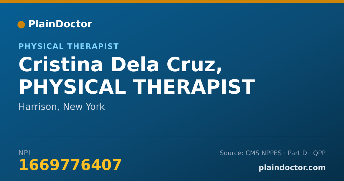 Shareable card for Cristina Dela Cruz, PHYSICAL THERAPIST - Physical Therapist, Harrison, NY