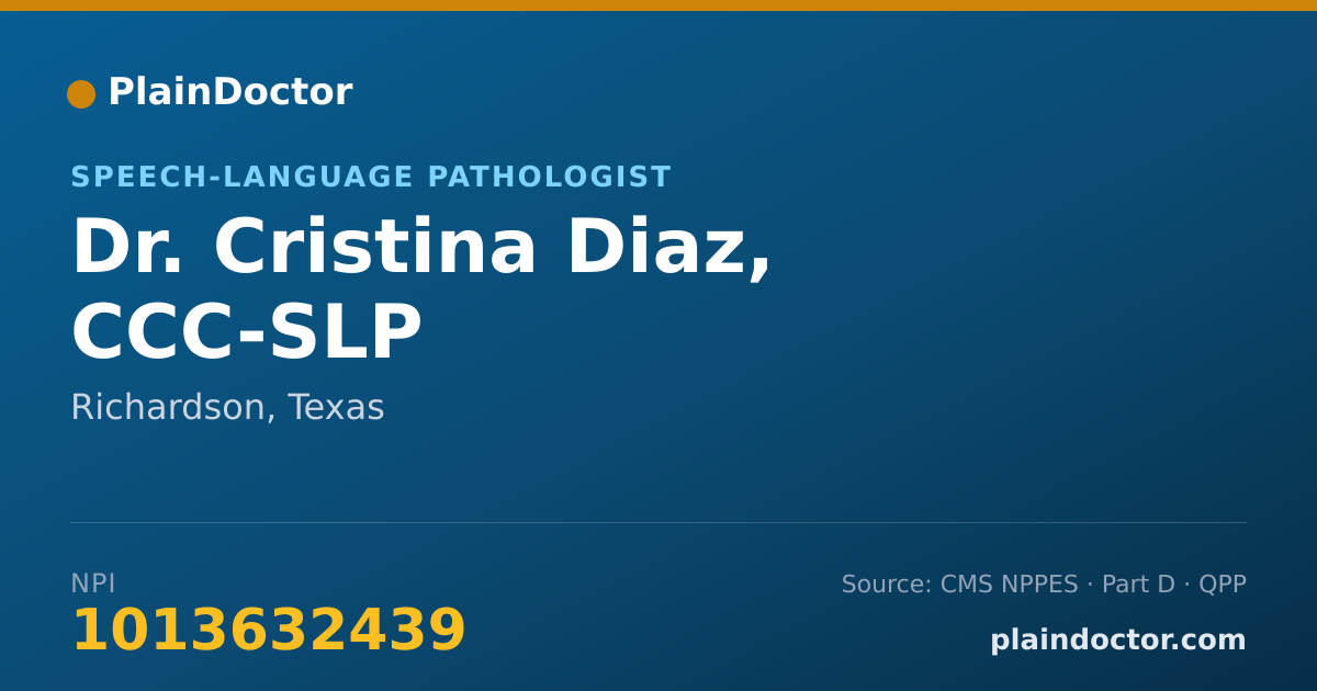 Shareable card for Cristina Diaz, CCC-SLP - Speech-Language Pathologist, Richardson, TX