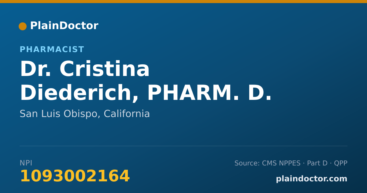 Shareable card for Cristina Diederich, PHARM. D. - Pharmacist, San Luis Obispo, CA