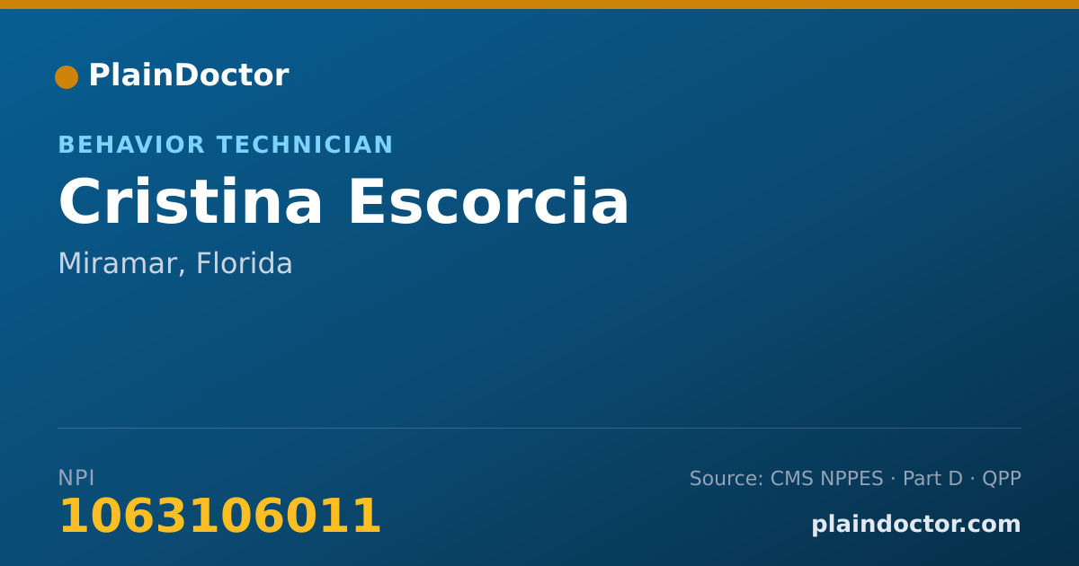 Shareable card for Cristina Escorcia - Behavior Technician, Miramar, FL