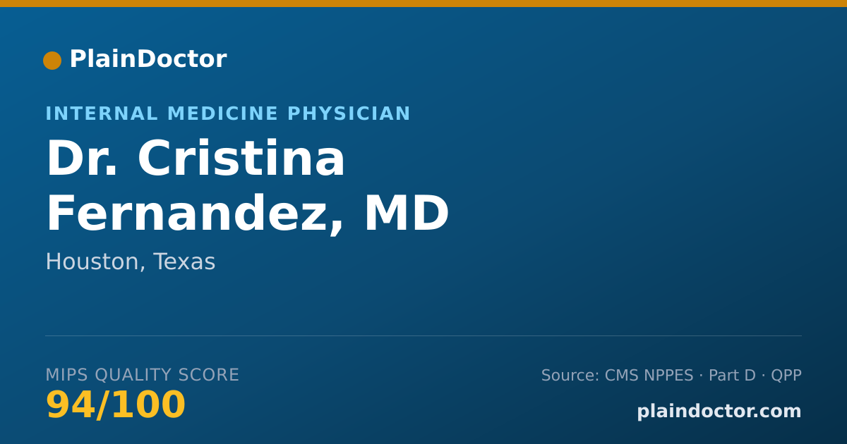 Shareable card for Cristina Fernandez, MD - Internal Medicine Physician, Houston, TX