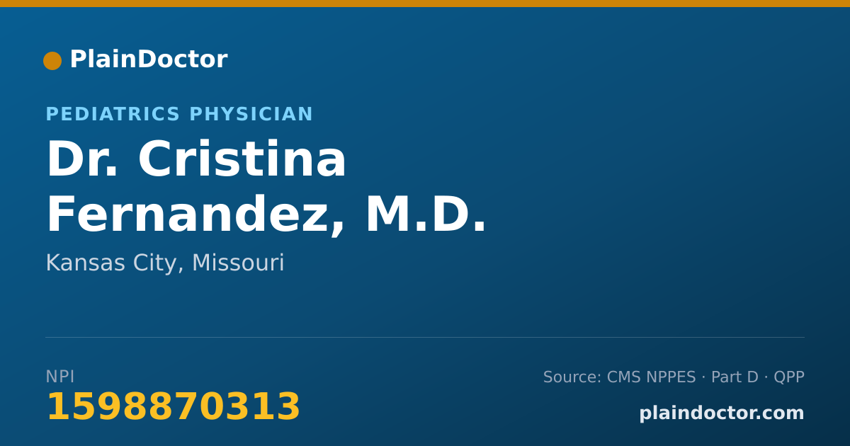 Shareable card for Cristina Fernandez, M.D. - Pediatrics Physician, Kansas City, MO