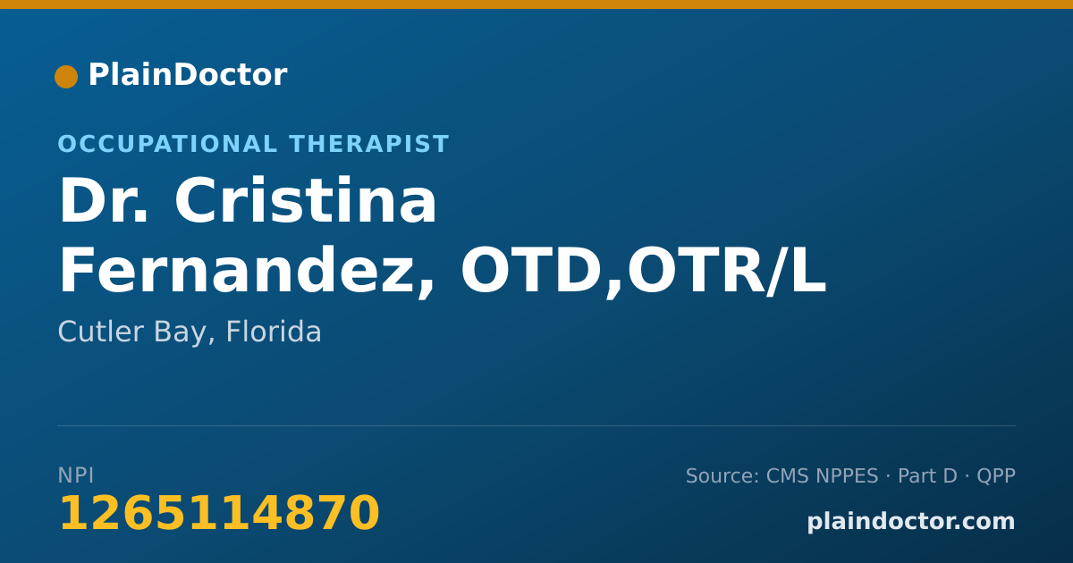Shareable card for Cristina Fernandez, OTD,OTR/L - Occupational Therapist, Cutler Bay, FL