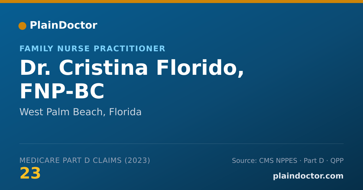 Shareable card for Cristina Florido, FNP-BC - Family Nurse Practitioner, West Palm Beach, FL
