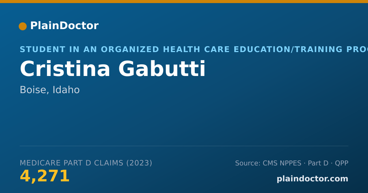 Shareable card for Cristina Gabutti - Student in an Organized Health Care Education/Training Program, Boise, ID